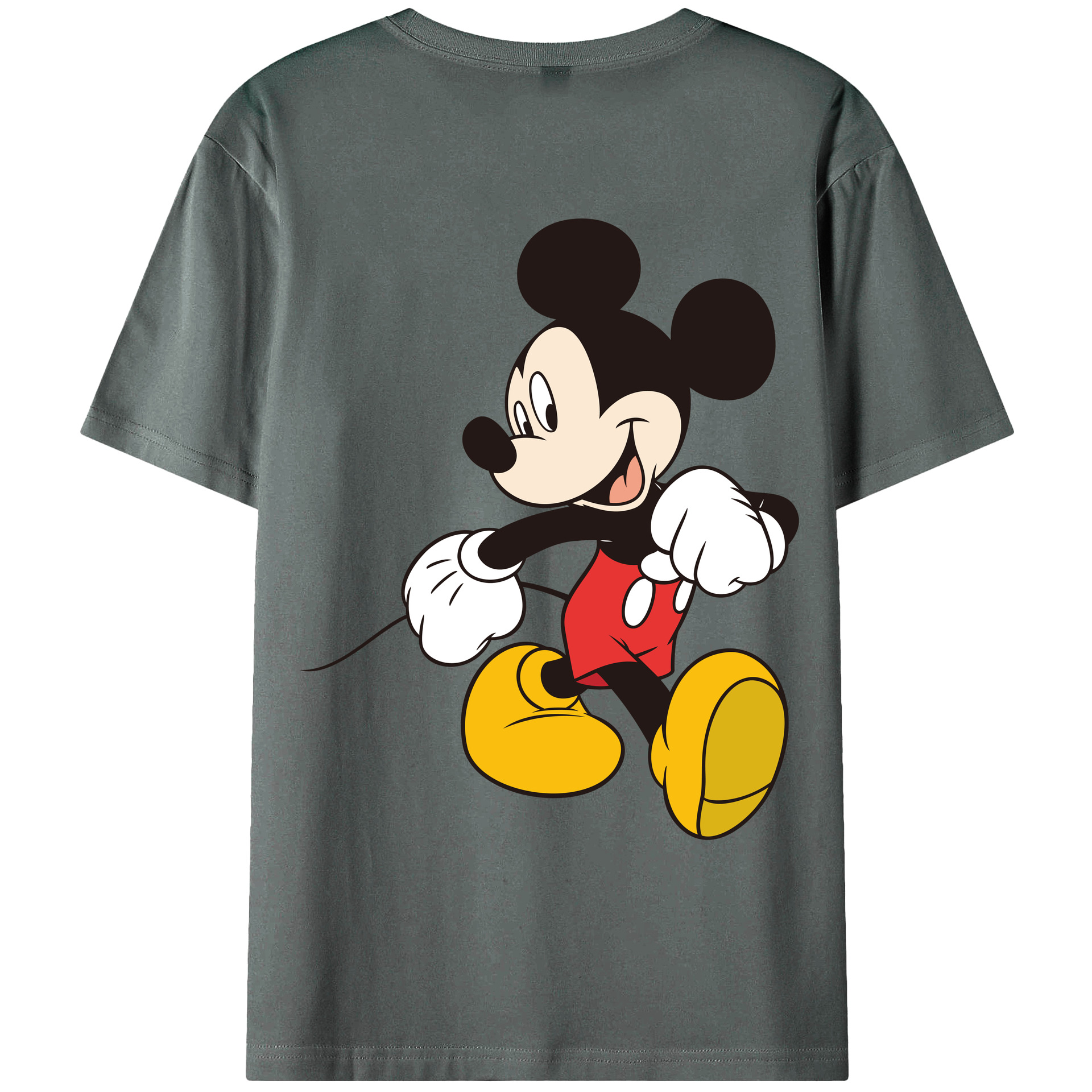 ミッキーマウス Mickey Mouse 綿100％ メンズ半袖Tシャツ（バックプリント） 通気性